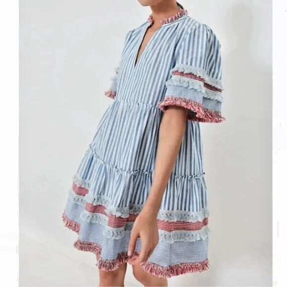 Tuckernuck Savannah Stripe Crawford Dress Size XS / S Boho Americana Babydoll - Picture 1 of 8